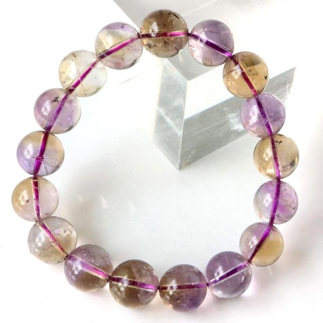アメトリン ブレスレット 12.5mm ボリビア産 バイカラー 天然石 1点ものの通販は