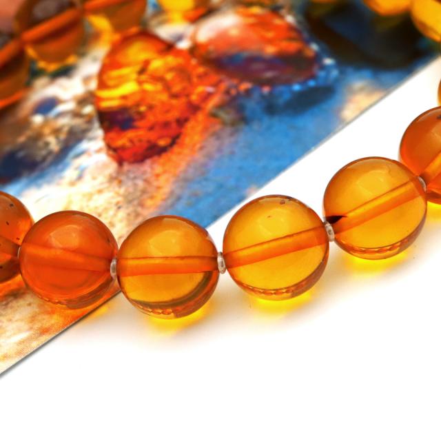 琥珀 アンバー ブレスレット 8mm ナチュラルカラー リトアニア