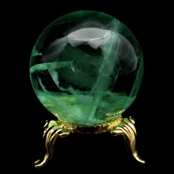 グリーン フローライト AAA 丸玉 直径 約36.7mm スフィア 台座 蛍石 天然石 1点もの パワーストーン Fluorite 爆買 クリスマス