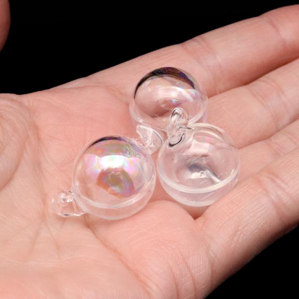 ガラスドーム チャーム 水入り 選べる4サイズ ウォーター オーロラ