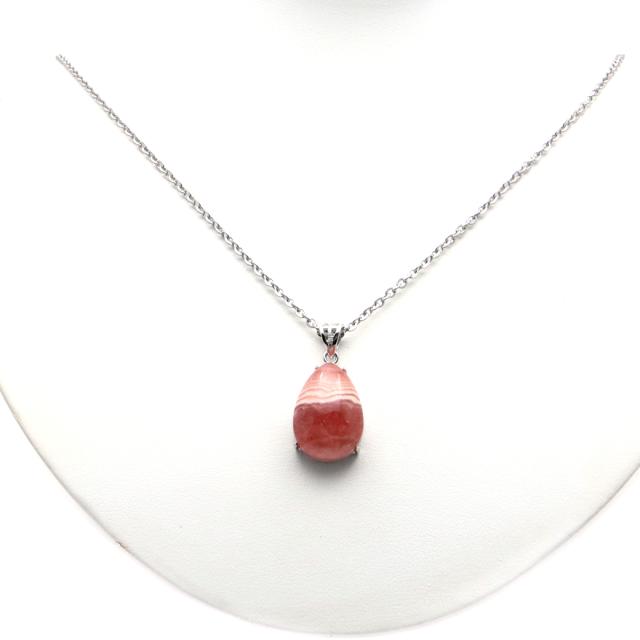 インカローズ ネックレス しずく ドロップ 天然石 ペンダント Silver925 くっきり縞模様 パワーストーン 恋愛運 父の日 贈り物 プレゼント ギフト 贈り物 インカローズ ロードクロサイト ペンダント ネックレス高