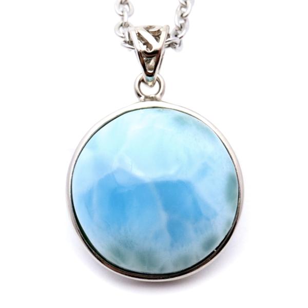 ラリマー ネックレス 天然石 ペンダント トップ Silver925 スカイブルー ドミニカ産 パワーストーン ブルー チャーム 1点物 Larimar プレゼント