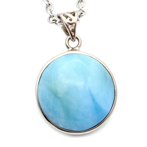 ラリマー ネックレス 天然石 ペンダント トップ Silver925 スカイブルー ドミニカ産 パワーストーン ブルー チャーム 1点物 Larimar プレゼントの通販は