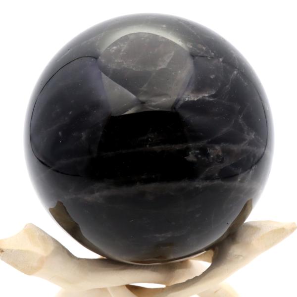 モリオン 黒水晶 丸玉 木製台座付き 直径 80mm 山東省産 天然石 パワーストーン 1点もの 置き物 インテリア 置物 開運 原石 爆買 クリスマス_2