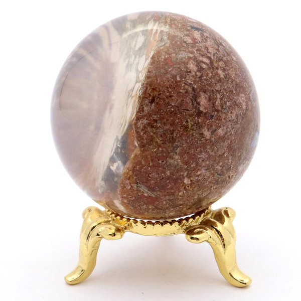 パイライト イン ガーデンクォーツ 丸玉 40mm 台座付き 庭園水晶 黄鉄鉱 天然石 Pyrite 1点もの_2