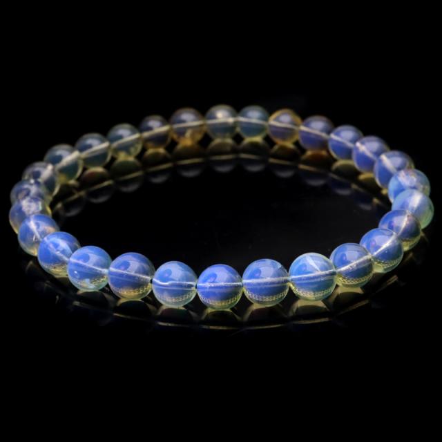 ブルーアンバー ブレスレット 6.5mm メキシコ産 琥珀 こはく メキシカンアンバー ブラックライト付きの通販はブレスレット
