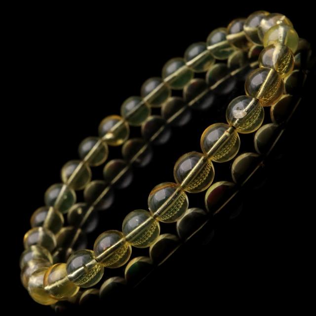 ブルーアンバー ブレスレット 6.5mm メキシコ産 琥珀 こはく メキシカンアンバー ブラックライト付きの通販は