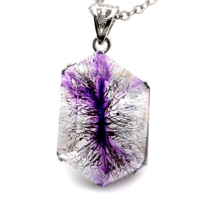 スーパーセブン ネックレス 天然石 ペンダント AAA Silver925 チェーン付き 1点物 父の日 プレゼントの通販は 32,830円