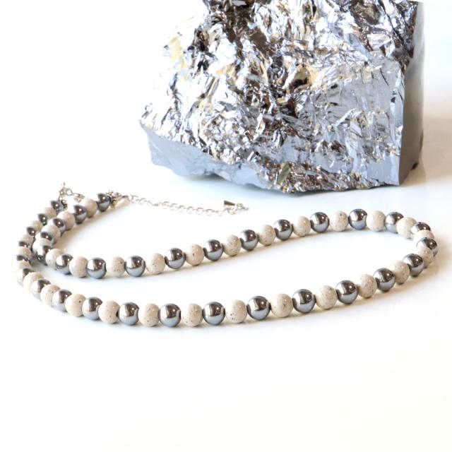 北投石＆テラヘルWチェーントップ付き テラヘルツ鉱石 北投石