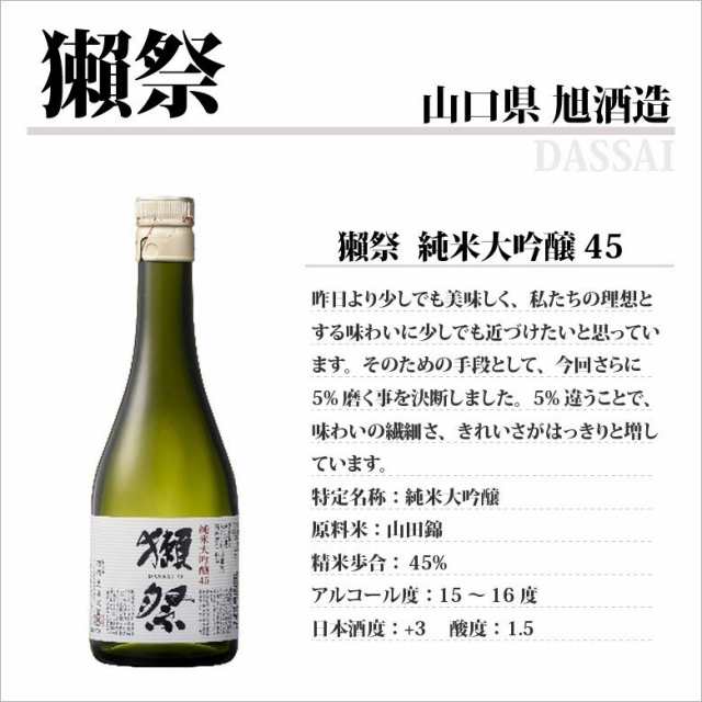 日本酒 獺祭 だっさい 純米大吟醸 45 180ml 6本入り 山口県 旭酒造 正規販売店の通販はau Pay マーケット 酒楽ｓｈｏｐ