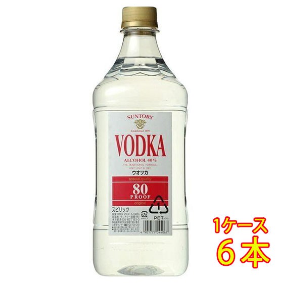 サントリー ウォッカ 80プルーフ キングサイズ 1800ml 6本 ペットボトル リキュール ケース販売 お歳暮 誕生日 お祝い ギフト レビューキ