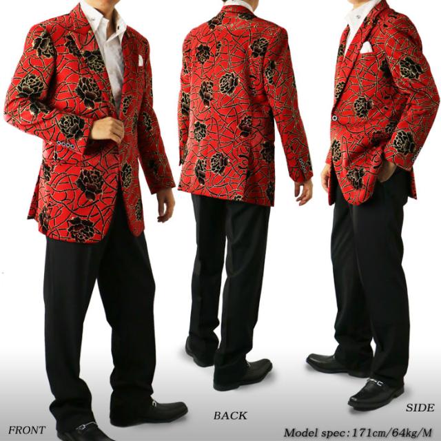 ステージ衣装 メンズ 男性 ステージジャケット バラ 薔薇 カラオケ