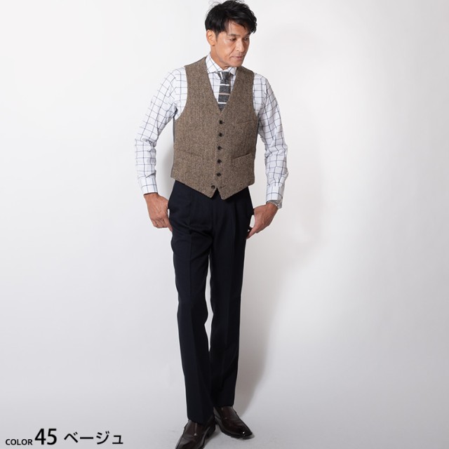 ジレ メンズ ジレベスト 秋冬 ハリスツイード Harris Tweed スーツ