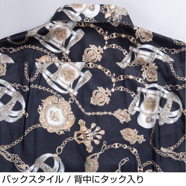 ドレスシャツ 長袖 メンズ ラグジュアリー 華やか プリント柄 ゼブラ柄 バラ柄 ステージ衣装 カラオケ_17