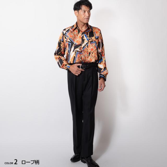 ドレスシャツ 長袖 メンズ ラグジュアリー 華やか プリント柄 ゼブラ柄