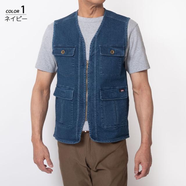 サマーベスト メンズ 春夏 カジュアルベスト ストレッチ シニア デニム