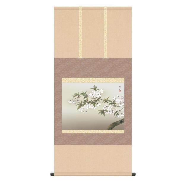 掛軸 日本画 床の間 送料無料 掛け軸 名画複製画 夜桜(よざくら) 高精彩複製画の通販は