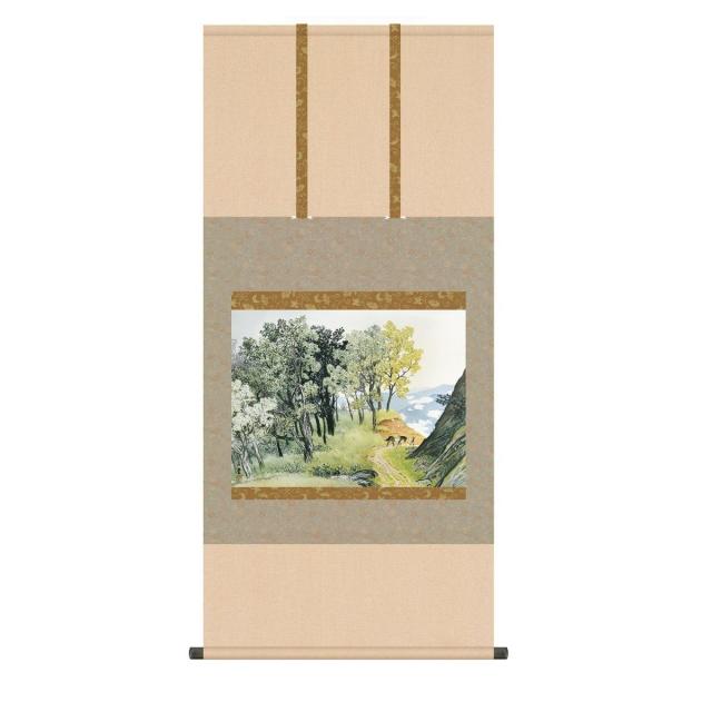 掛軸 日本画 床の間 送料無料 掛け軸 名画複製画 山雨一過(さんういっか) 高精彩複製画の通販は