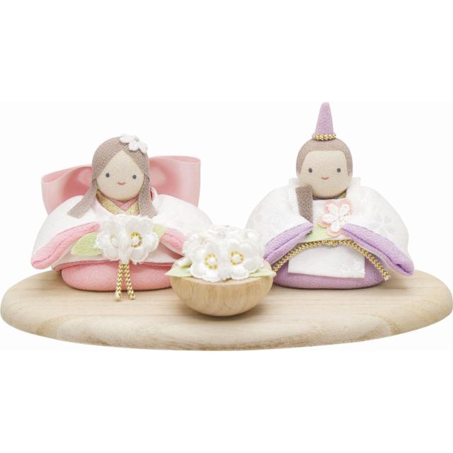 雛人形 雛飾り  響(ひびき) 淡色(あわいろ)にっこりおひなさま ２人 コンパクト･マンションサイズ 手作りちりめん細工の通販は