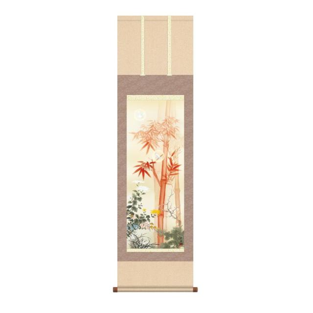 掛軸 日本画 床の間 送料無料 掛け軸  現代作家 開運画 慶事飾り 吉祥四君子繚乱図(きっしょうしくんしりょうらんず) 高精彩複製画の通販は