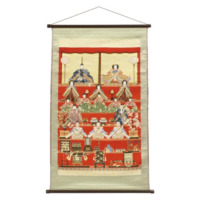 雛人形 送料無料(沖縄・離島を除く)雛飾り ひな人形 タペストリー段雛　美術織物    お雛様　ひな祭り マンションサイズ コンパクト 桃の節句の通販は