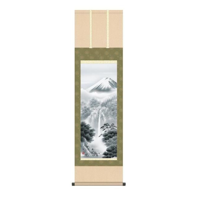 掛軸 日本画 床の間 送料無料 掛け軸  現代作家 山水画 富士山水 年中飾り 富士幽谷(ふじゆうこく) 高精彩複製画の通販は 9,504円