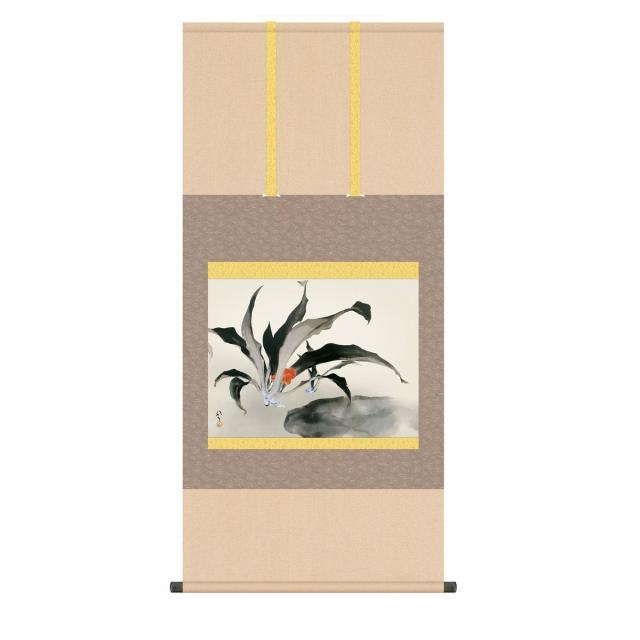 掛軸 日本画 床の間 送料無料 掛け軸 名画複製画 万年青(おもと) 高精彩複製画の通販は