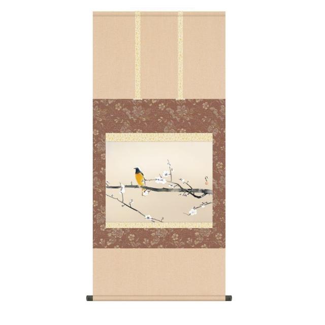 掛軸 日本画 床の間 送料無料 掛け軸 名画複製画 梅花小禽図(ばいかしょうきんず) 高精彩複製画の通販は