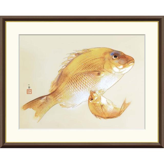 絵画 日本の名画 海幸 竹内栖鳳 額入り インテリア アート 額絵 高精彩