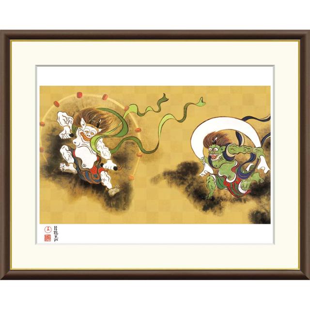 絵画 日本の名画  風神雷神図 尾形光琳 額入り インテリア アート 額絵 高精彩複製画 Ｆ6号サイズ 送料無料 の通販は 6,800円