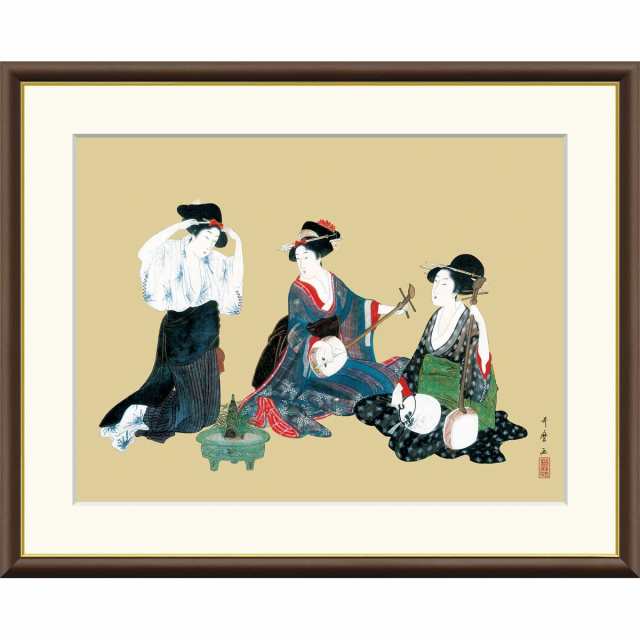 絵画 日本の名画 秋林遊鹿 菱田春草 額入り インテリア アート 額絵