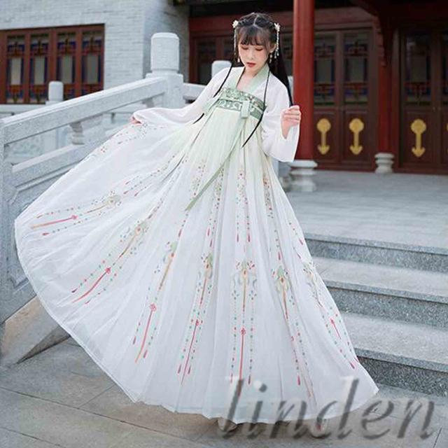 漢服 唐装 魏晋風 漢元素刺繍 女性 女の子 スカート コス服 中華服