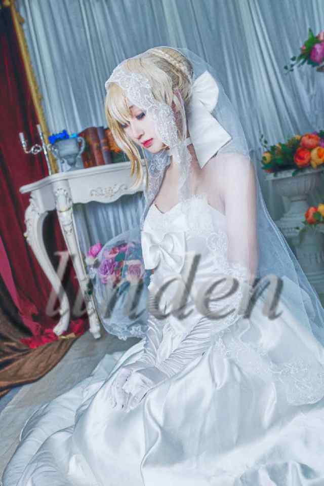 [linden] Fate/Grand Order TYPE-Moon 十周年 セイバー Saber アーサー王 アルトリア ウェディングドレス 風  コスプレ コスチューム｜au PAY マーケット