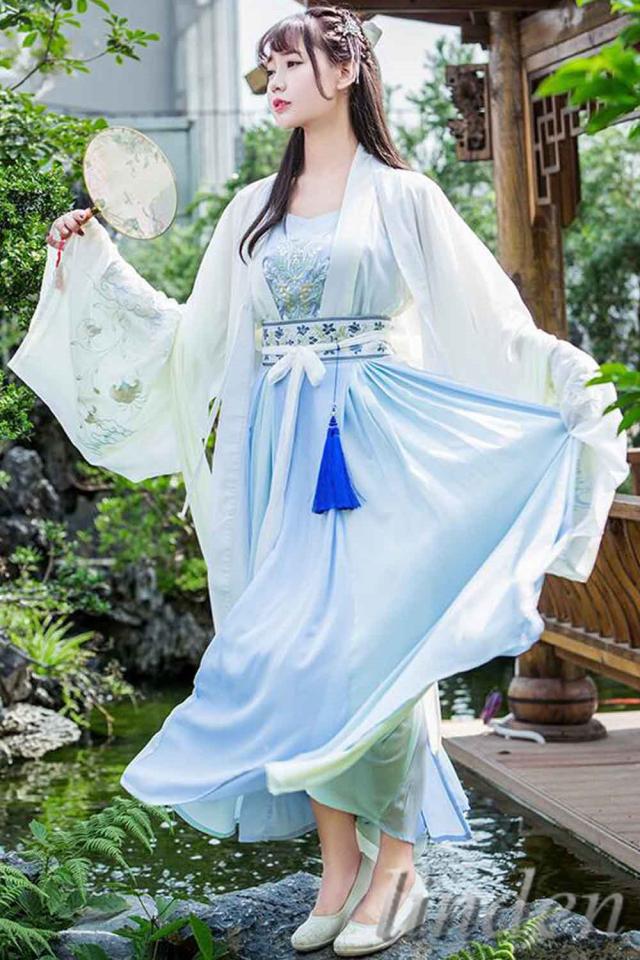 新元号 令和 記念 漢服 魏晋風 漢元素刺繍 女性 女の子 スカート コス服 中華服 写真撮影 古風 レディースコスプレ 仮装 学園祭 おしゃれ 5点セット_3
