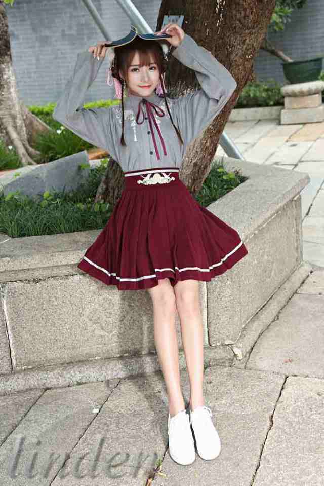 漢服 普段着 唐装 漢元素刺繍 女性 女の子 ロリ スカート コス服 中華