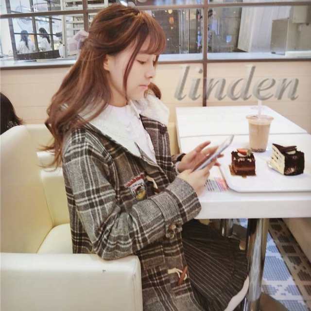 linden] Lolita ロリータ服 コート 復古 チェック制服 サンタ鹿