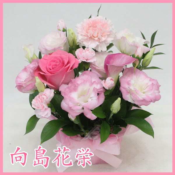 ピンクのお花の可愛い小ぶりなアレンジメント 誕生日 記念日 お祝いの通販はau Pay マーケット 向島花栄 Au Pay マーケット店
