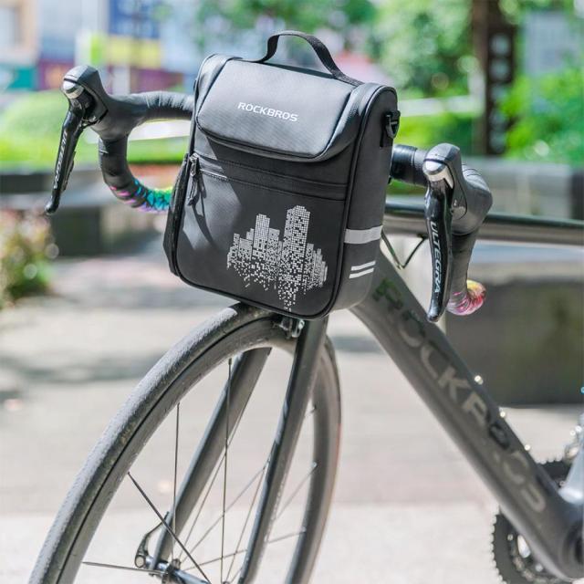 ハロッズのミニハンドルばっく ROCKBROS 自転車 フロントバッグ ハンドルバッグ 縦開き ハード