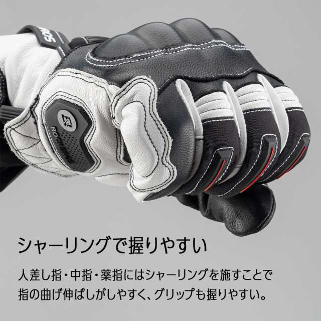 バイク グローブ 手袋 レザー 本革 山羊革 ナックルガード プロテクター レーシング フリース 保温 スマホ対応 SBRパッド 衝撃吸収 ロックブロス ROCKBROSの通販は