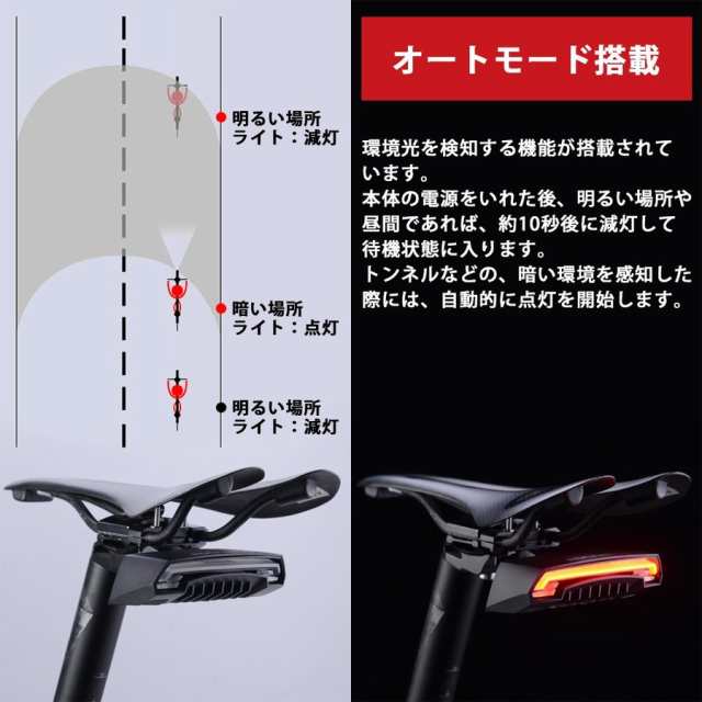 ライト テールライト 自転車 自動点灯 ウインカー レーザー車幅灯 