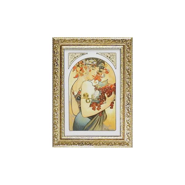 アルフォンス・ミュシャ、果物、希少な画集より、新品高級額・額装付 送料無料 ART FRAMES アルフォンス ミュシャ フルーツ AM-12002