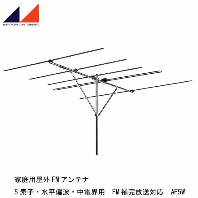 日本アンテナ 家庭用屋外fmアンテナ 5素子 水平偏波 中電界用 Fm補完放送対応 Af5wの通販はau Pay マーケット コムネット Au Pay マーケット店