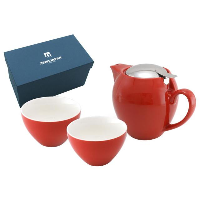 ZERO JAPAN ユニバーサルティーポット4人用+ティーカップワイド×2 ZG-003 TO・トマト |b03の通販は