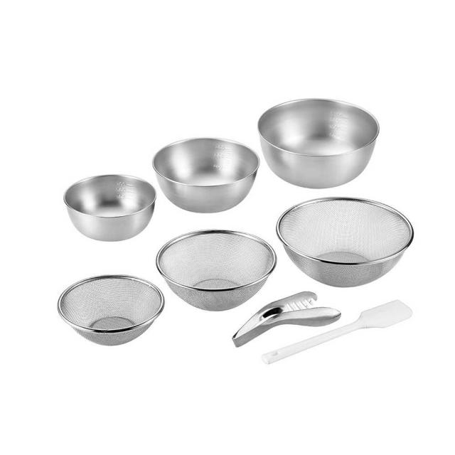 SUS・ga(サス・ガ) ストロングメッシュザル6点セット(ザル16cm＆19cm＆22cm＆ボウル15cm＆18cm＆21cm) SUS-Z1500【送料無料】の通販は