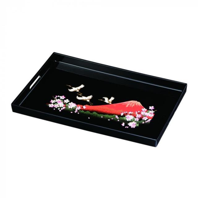 送料無料  若兆 紀州盆　長手盆45cm　一富士二鶴三桜 YM-006  ギフトにおすすめです。