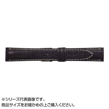 MIMOSA(ミモザ) 時計バンド クロコマット 19mm ブラック/ホワイトステッチ (美錠:銀) WRM-AW19【同梱・代引不可】