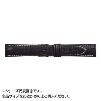 送料無料 MIMOSA(ミモザ) 時計バンド クロコマット 22mm ブラック/ホワイトステッチ (美錠:銀) WRM-AW22 場面に合わせて、スタイリッシュにベルト交換!