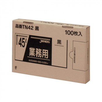 ジャパックス BOXシリーズポリ袋45L 黒 100枚×6箱 TN42【送料無料】（同梱・代引不可）