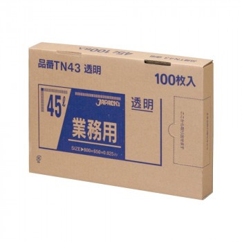 ジャパックス BOXシリーズポリ袋45L 透明 100枚×6箱 TN43【送料無料】（同梱・代引不可）