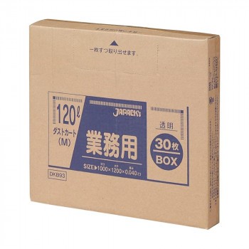 ジャパックス 大型ポリ袋120L ダストカート(M) 透明 30枚×6箱 DKB93 |b03